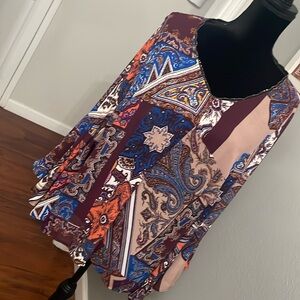 NY Collection Flowy Shirt Top Small 3/4 Bell Sleeve